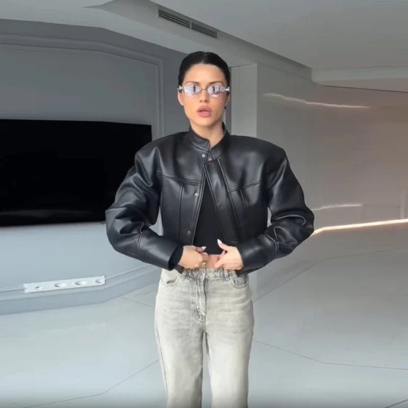 Slim Faux Leather Jacket